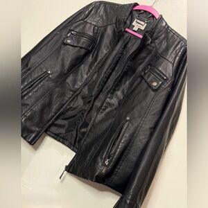 Jou Jou Sleek Black Leather Moto Jacket
